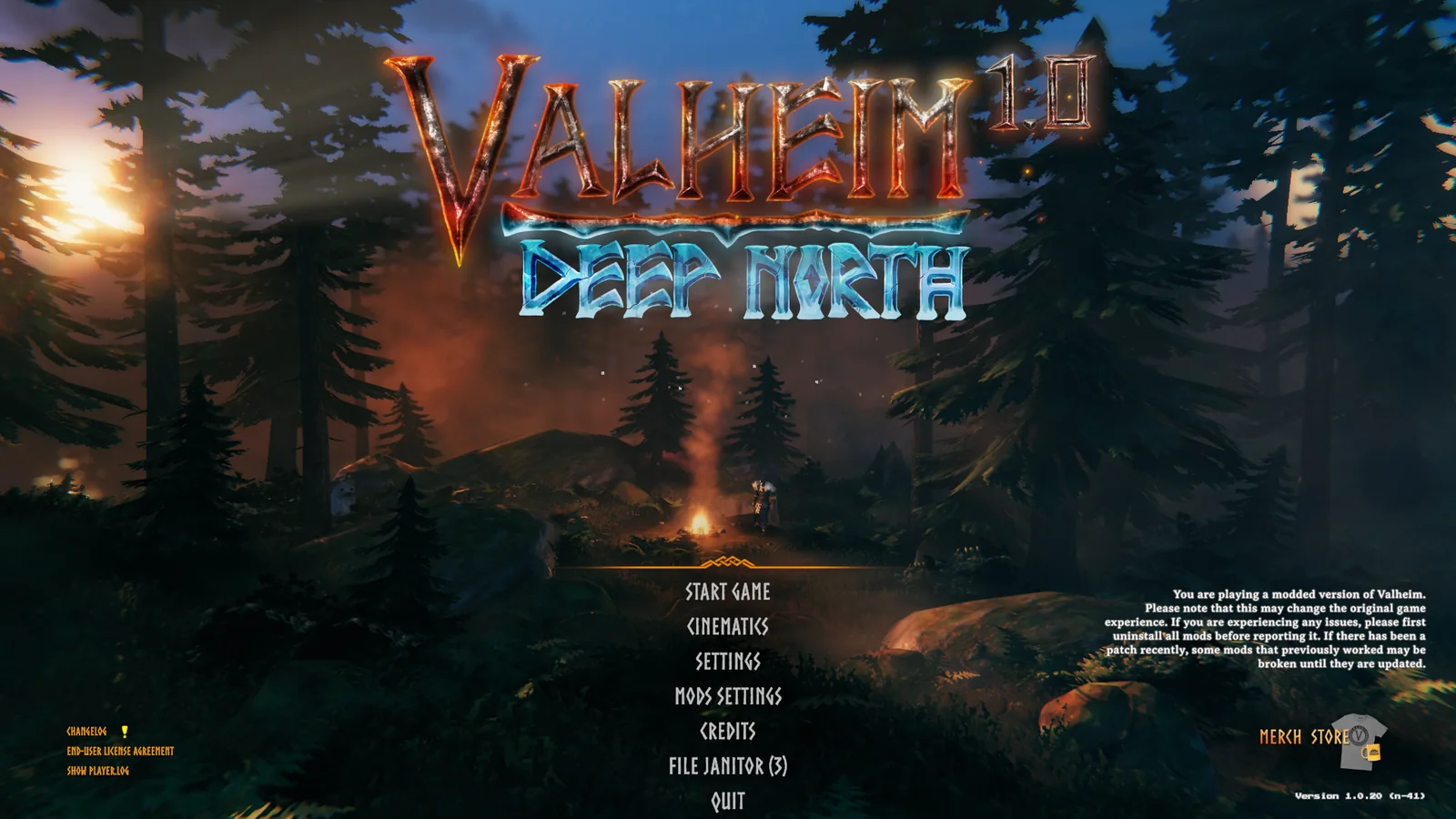 The File Janitor button on Valheim's main menu, showing how many files are waiting for you.